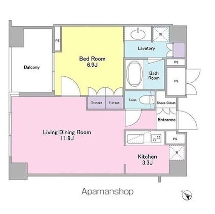 ランテンヌ四谷[1LDK/50.14m2]の間取図