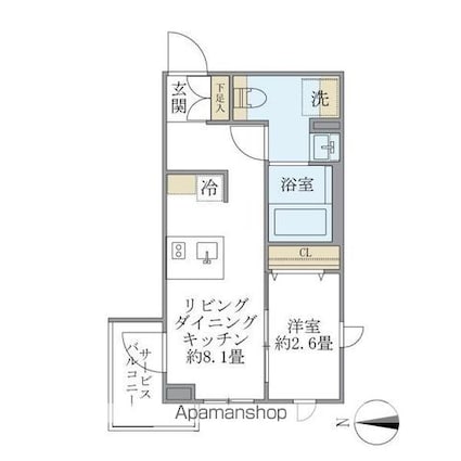 Ｌａ　Ｐｅｒｌａ　Ｎａｋａｎｏ[1LDK/26.22m2]の間取図