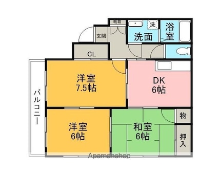アンビエンテ高岡[3DK/55m2]の間取図