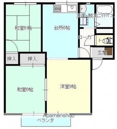 レジデンスＢ棟[3DK/54m2]の間取図