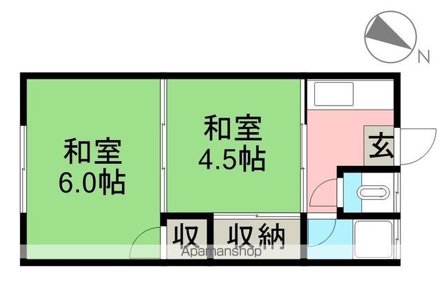 大倉荘[2K/26.52m2]の間取図