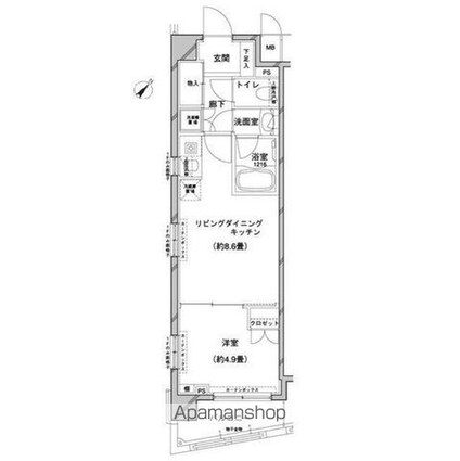 コンフォリア目黒八雲[1LDK/34.41m2]の間取図