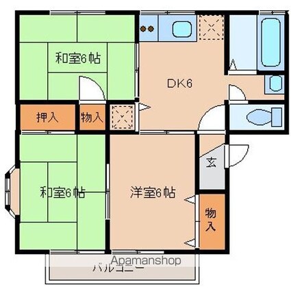 セジュール雷Ⅲ[3DK/53.68m2]の間取図