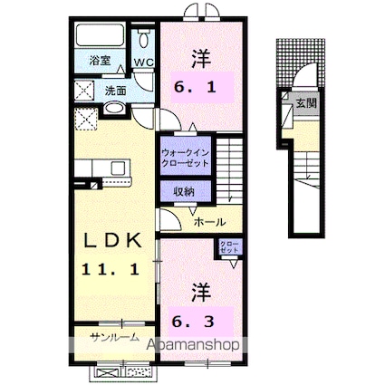 ＧＲＡＮＤ　ＦＩＥＬＤ　Ｂ[2LDK/62.05m2]の間取図