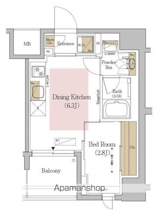 アーバネックス文京本郷[1DK/26.16m2]の間取図