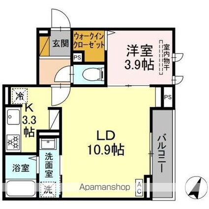 Ｄーカヴェリ本千葉[1LDK/40.74m2]の間取図
