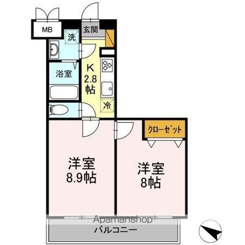 千葉市中央区新田町のマンションの間取り