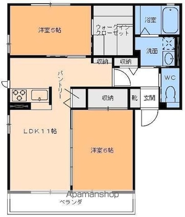 スプレンドーレ[2LDK/57.3m2]の間取図