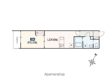 ＭＥＬＤＩＡ福生Ⅲ[1LDK/32.92m2]の間取図