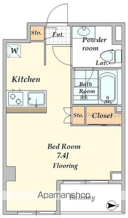 ガーデン代々木八幡（旧リージア代々木八幡）[1R/22.05m2]の間取図
