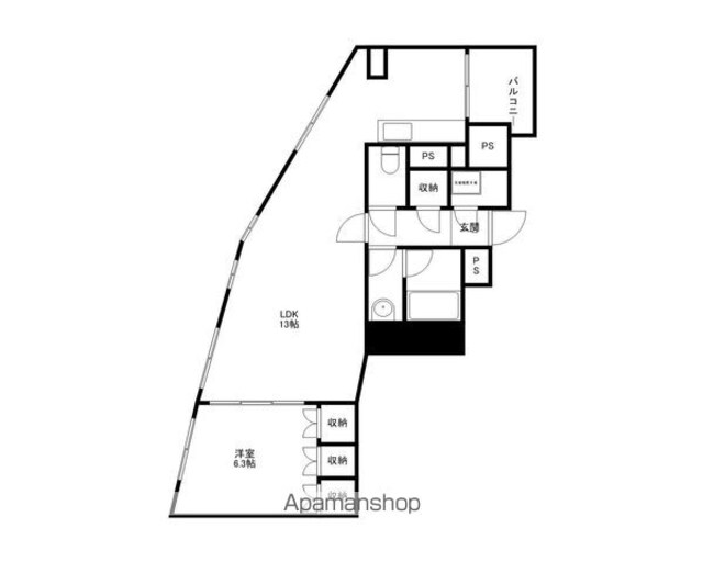 レジディアタワー乃木坂[1LDK/51.82m2]の間取図