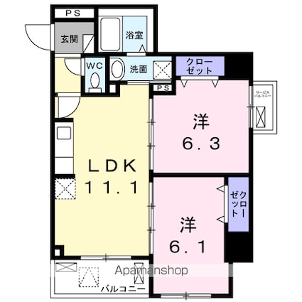 アンジュ[2LDK/54.24m2]の間取図