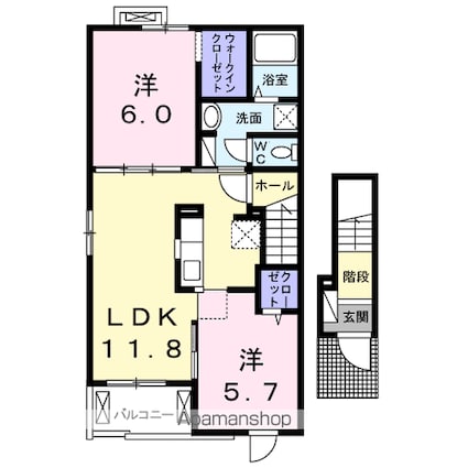 リバーサイド．ＳⅣ[2LDK/56.68m2]の間取図