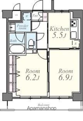 ヒルフォート常盤[2K/43.3m2]の間取図