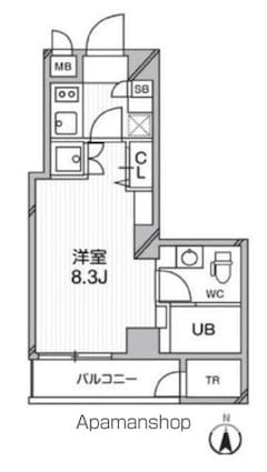 プライマル武蔵関[1K/27.41m2]の間取図