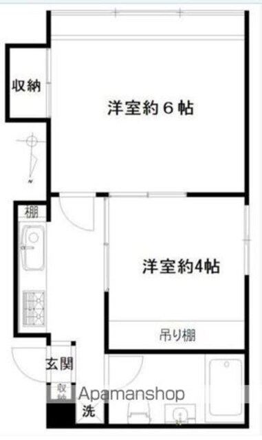 東京都世田谷区代沢２丁目[2K/30m2]の間取図