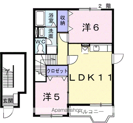 メルティー・アイ　Ｂ[2LDK/60.64m2]の間取図