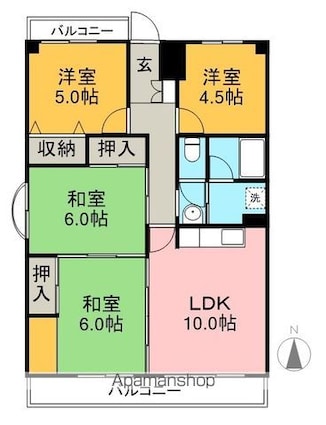 シャルム葛島[4LDK/70m2]の間取図