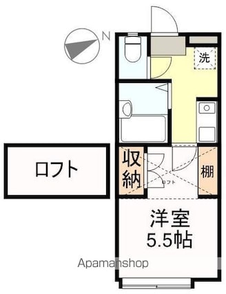 ライトハウス[1K/16.7m2]の間取図