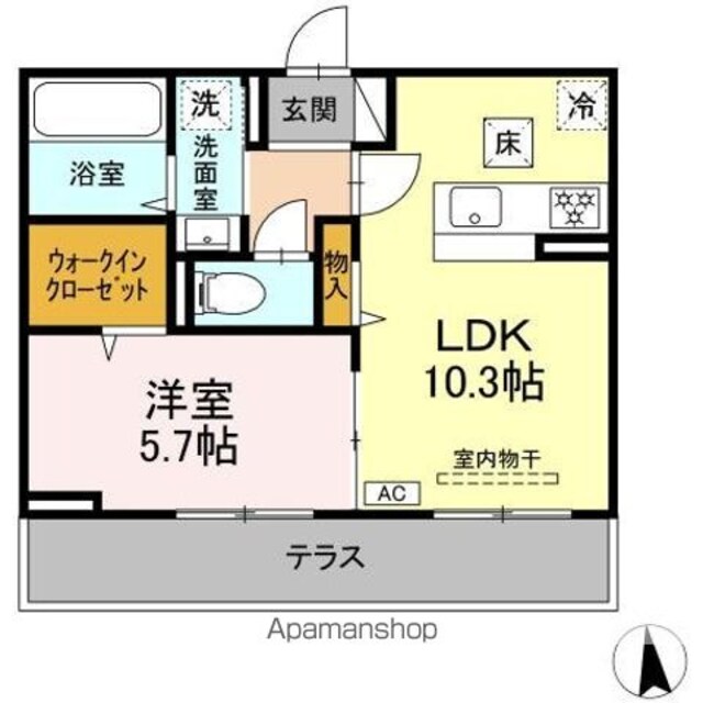 Ｇｒａｃｅ　Ｙａｍａ（グレイス　ヤマ）[1LDK/40.05m2]の間取図