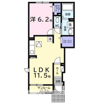 エアリーＢ[1LDK/43.61m2]の間取図