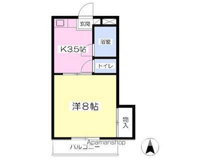 ハイツ岡田[1K/26.86m2]の間取図