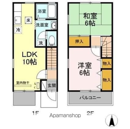 東京都青梅市新町３丁目[2LDK/53.86m2]の間取図