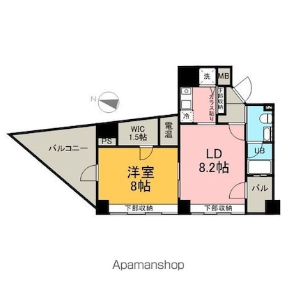 コンフォート東新宿[1LDK/44.89m2]の間取図