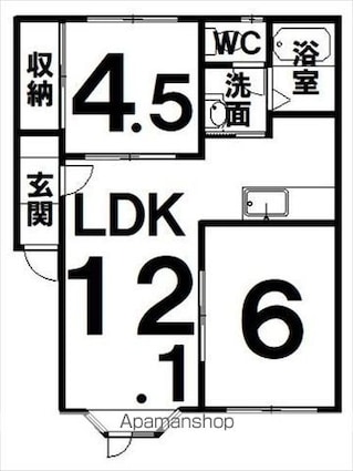 ハイム雄[2LDK/45.36m2]の間取図