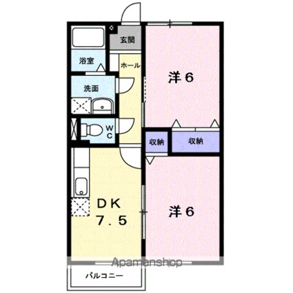 コーポ早坂[2DK/44.71m2]の間取図