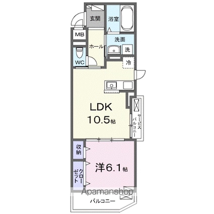 ラクーン守山[1LDK/41.88m2]の間取図
