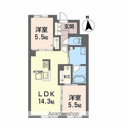 岡山県岡山市北区津島新野２丁目[2LDK/59.18m2]の間取図