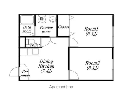 滋賀県長浜市長田町[2DK/41.4m2]の間取図