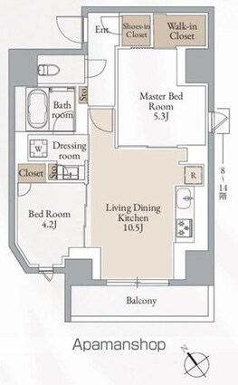 クロスレジデンス高田馬場[2LDK/52.79m2]の間取図