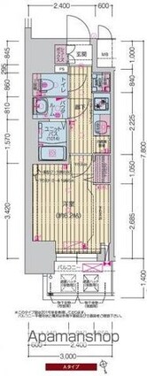 プレサンスＴＨＥ大須観音[1K/23.4m2]の間取図