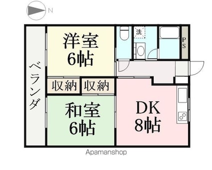 レジデンス山口[2DK/51.03m2]の間取図