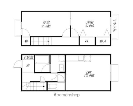 プチ・リバティ[2LDK/59.62m2]の間取図