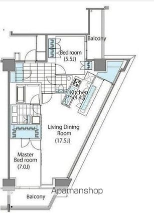 コンフォリア新宿イーストサイドタワー[2LDK/85.64m2]の間取図