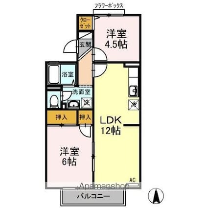 グレースヴィラ　Ａ棟[2LDK/50.04m2]の間取図