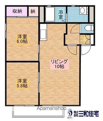 シャーメゾンＫ＆Ｋ　Ｃ[2LDK/50.04m2]の間取図