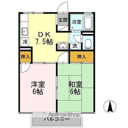 岡山県岡山市北区青江５丁目[2DK/40.07m2]の間取図