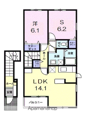 プロヴァンス・ドゥ[1SLDK/61.76m2]の間取図
