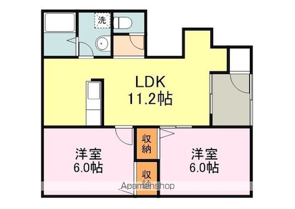 広島県福山市手城町１丁目[2LDK/50.51m2]の間取図