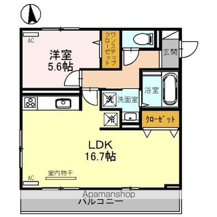 和歌山県和歌山市栄谷[1LDK/53.82m2]の間取図