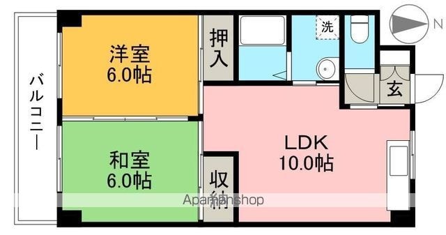 高知県高知市一宮中町３丁目[2LDK/48.6m2]の間取図