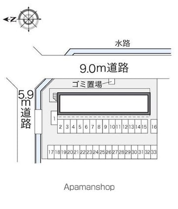 レオパレス南高田[1K/23.18m2]の配置図