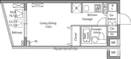 レジディア神田岩本町[1R/22.78m2]の間取図