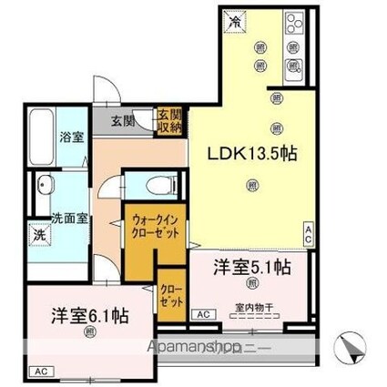 ビルゴ中吉野[2LDK/65.08m2]の間取図