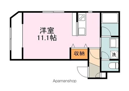 広島県福山市松浜町１丁目[1R/34.49m2]の間取図
