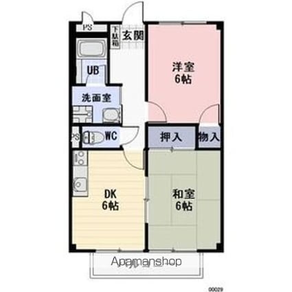 サープラスベルメゾン宮ノ上[2DK/42.77m2]の間取図